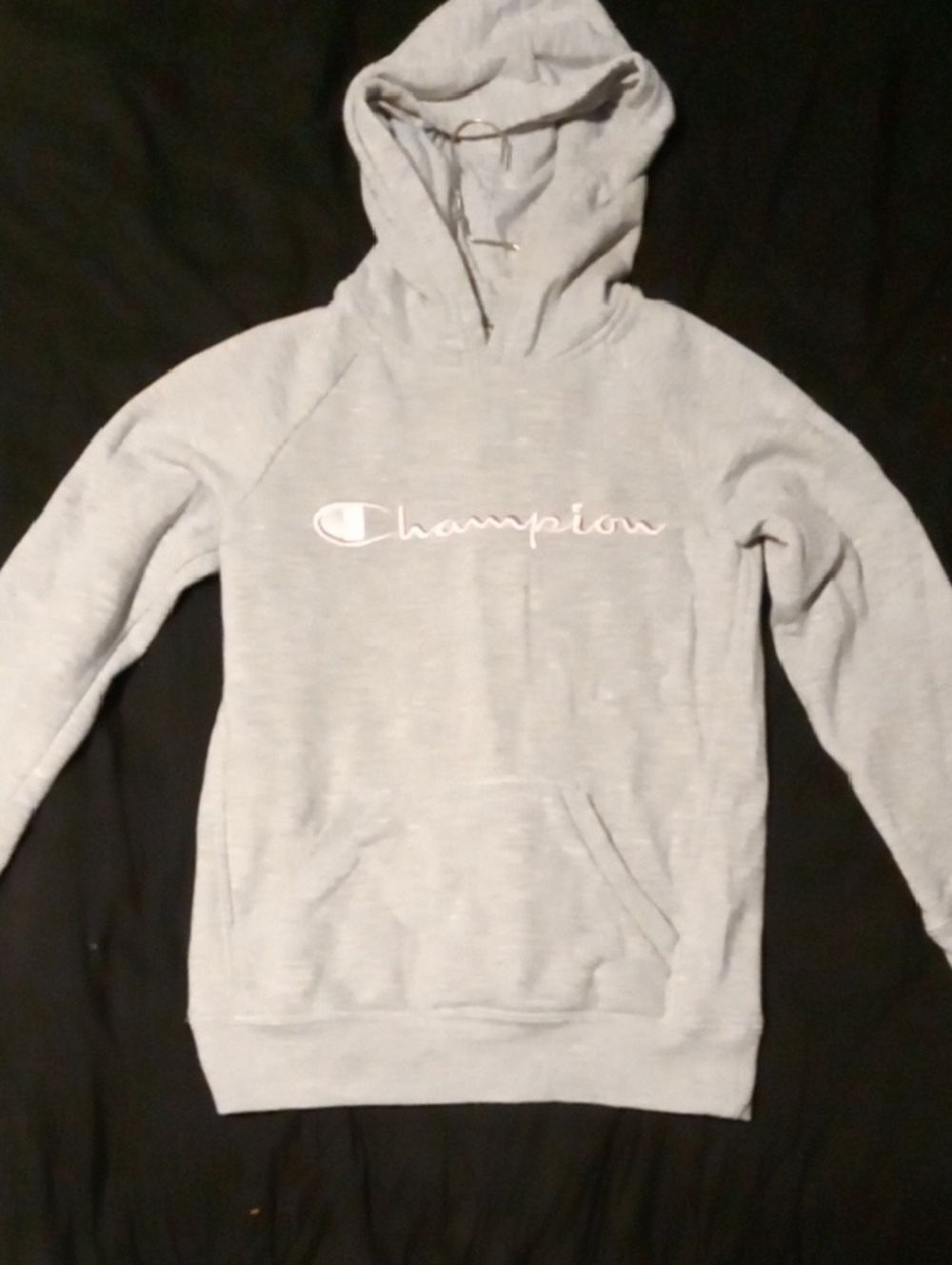 Champion Light Gray Hoodie with White Logo